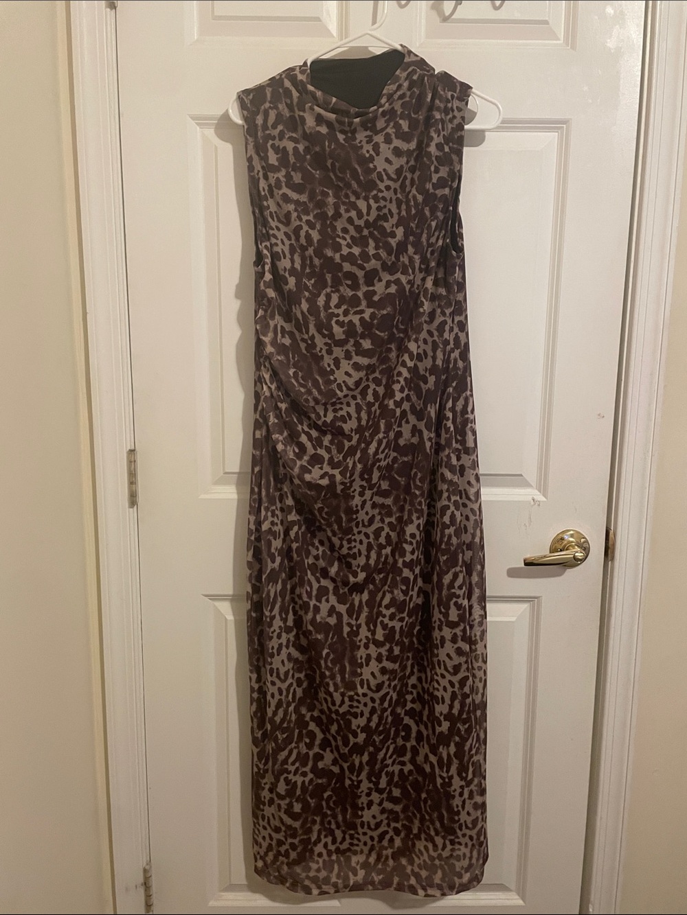 Sheer leopard print MIDI sleeveless dress - Picture 3 of 3